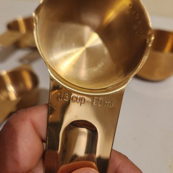 Measuring Cups Gold Tone Set Of 8 For Baking Cooking Kitchenware - Picture 8 of 13